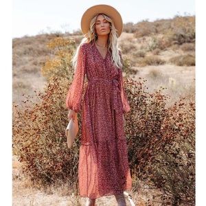Vici shimmer dark rose maxi dress - small